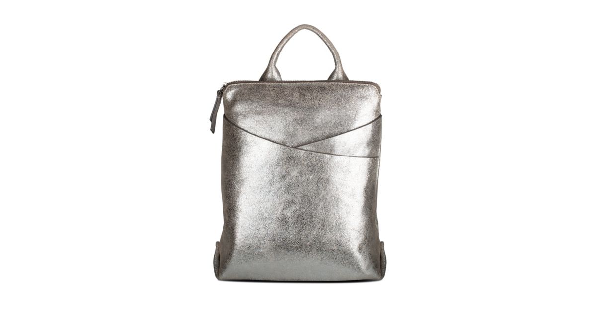 clarks silver leather handbag