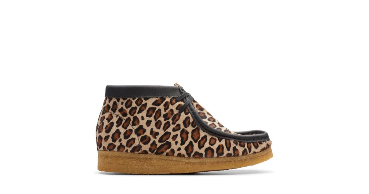 clarks black and leopard boots