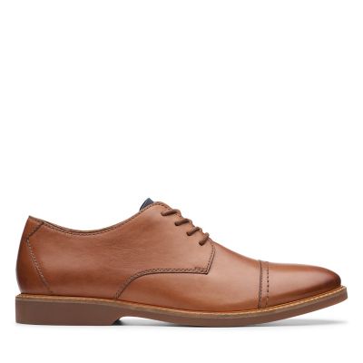 clarks mens smart darby rise leather boots in cognac