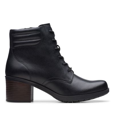 clarks quilted leather black ankle boot