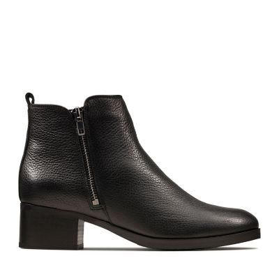 clarks black leather booties