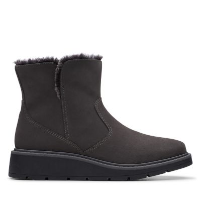clarks black wedge boots