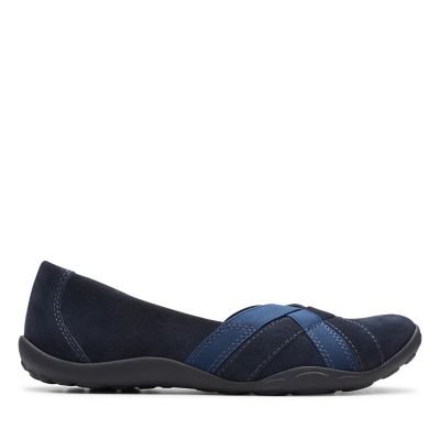 clarks navy blue flat shoes