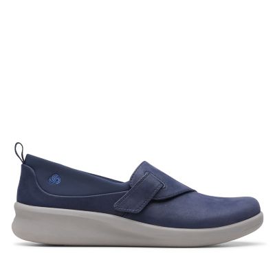 clarks navy blue womens shoes