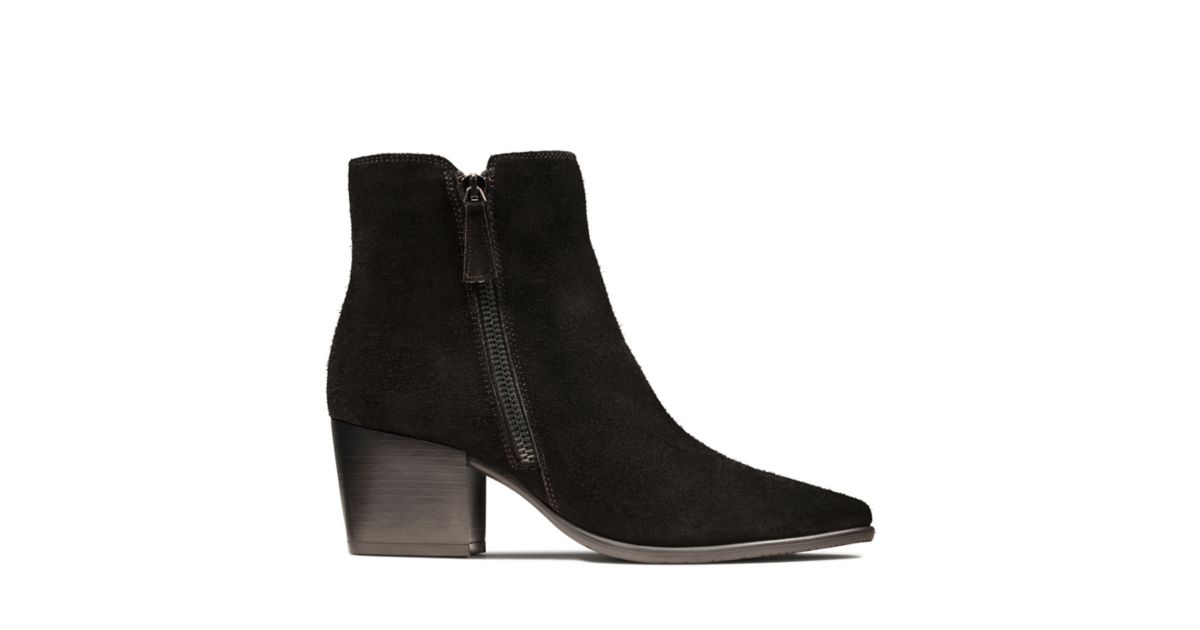 Isabella Zip Black Suede- Womens Boots- Clarks® Shoes Official Site ...