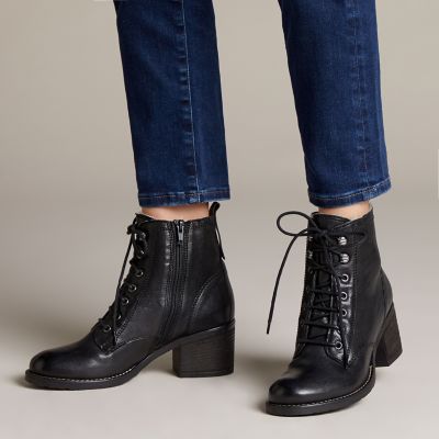 clarks leather lace up boots