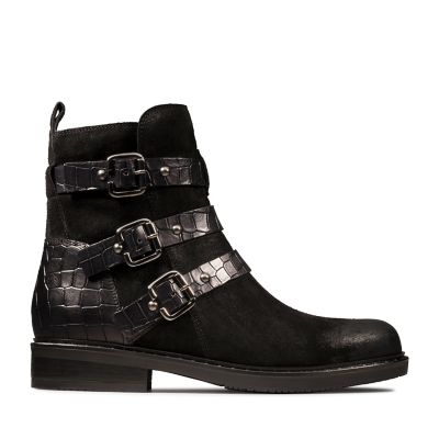 ladies black biker style boots