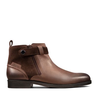 clarks brown diagonal zipped ankle boots