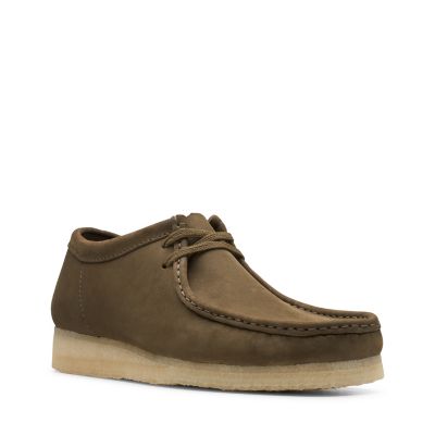 olive green clarks wallabees
