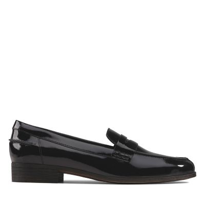 clarks black patent loafers