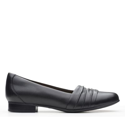 clarks frothy soda ladies black smart flat shoes