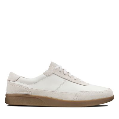 clarks white leather trainers