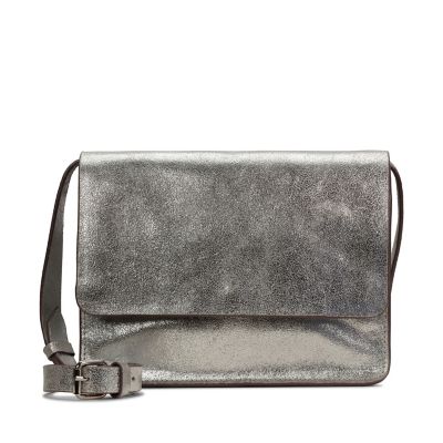 clarks silver leather bag