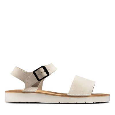 white clark sandals