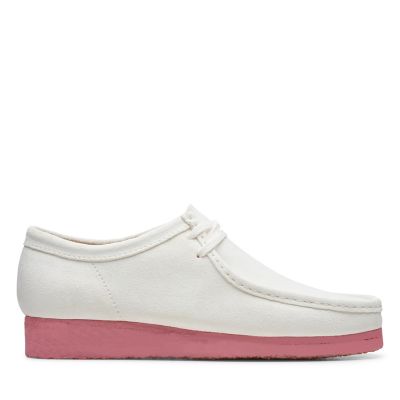 white leather clarks wallabees