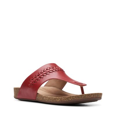 clarks flip flops womens red