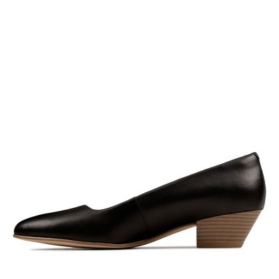 clarks black court shoes