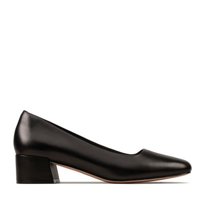 clarks black leather court shoes