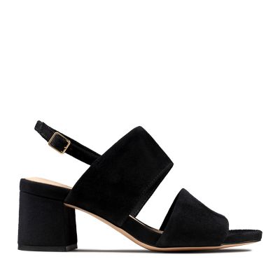 clarks black sharna balcony suede mid sandals