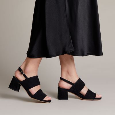 clarks perry dunes black suede slingback sandals