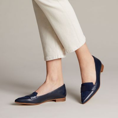 clarks navy loafers