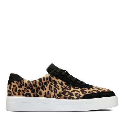 clarks leopard print trainers