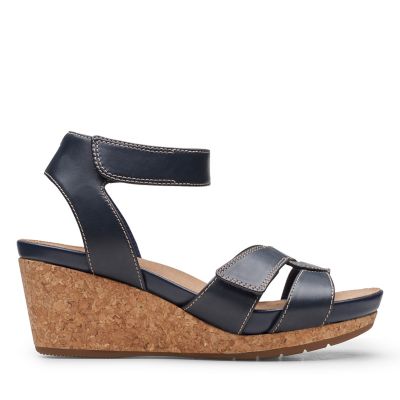 clarks navy wedges