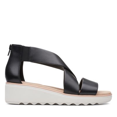 clarks ladies black wedge shoes