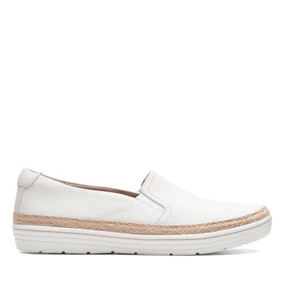 clarks white slip on shoes