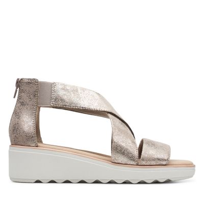 clarks metallic wedge sandals