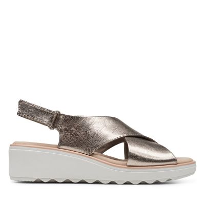 clarks metallic wedge sandals