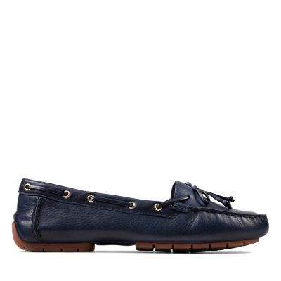 clarks newton drive navy blue loafers