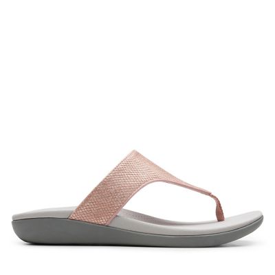 clarks rose gold flip flops