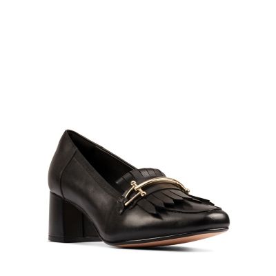 clarks black leather loafers
