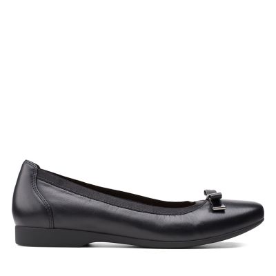 clarks frothy soda ladies black smart flat shoes