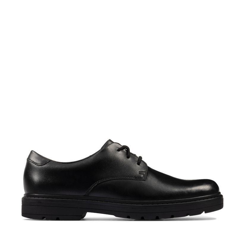 Youth Black Leather Shoes | Clarks