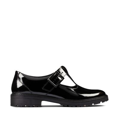clarks childrens black patent shoes