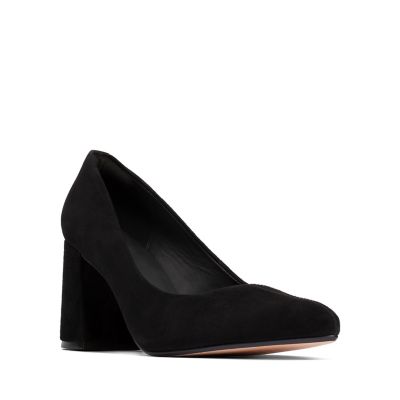 clarks black suede court shoes