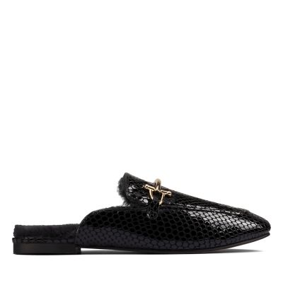clarks black mules