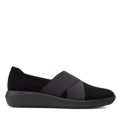 clarks frothy soda ladies black smart flat shoes