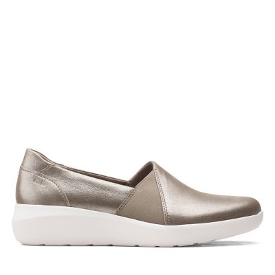 clarks silver flats