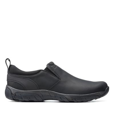 clarks mens slip on shoes black