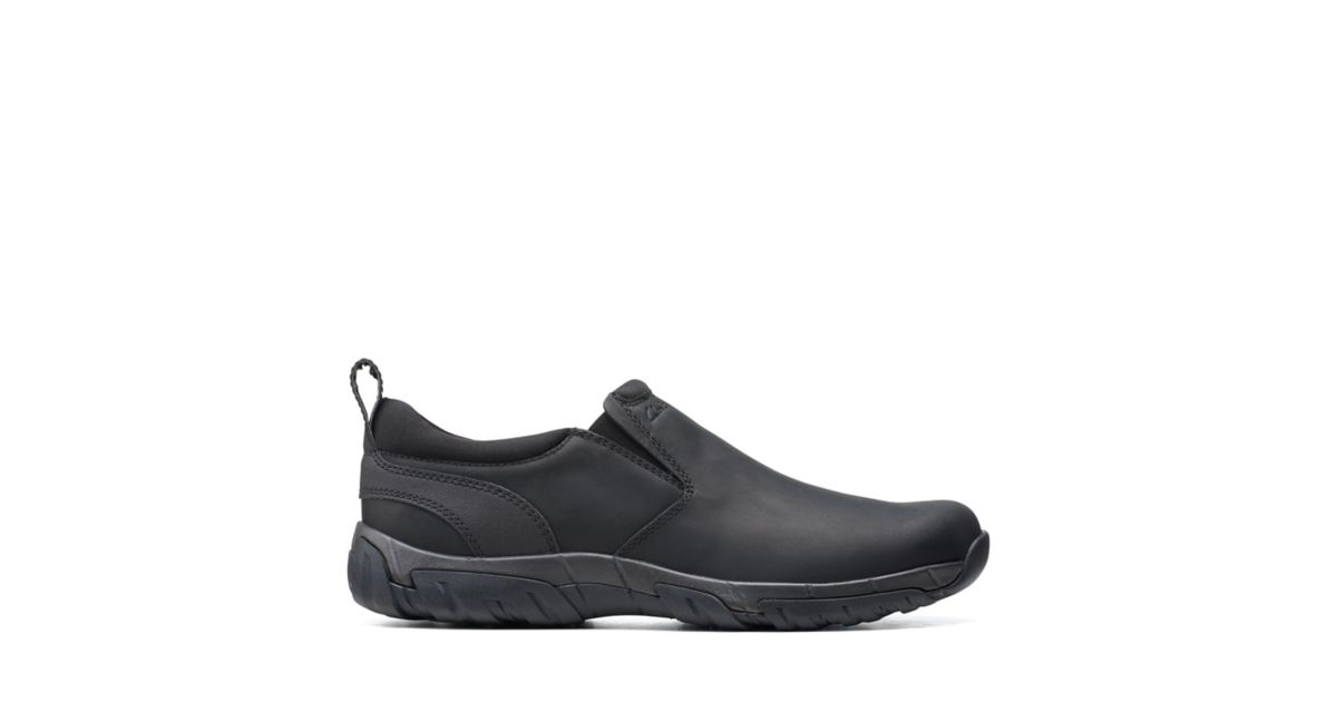 Men's Grove Step Black Leather Slip-on Shoes | Clarks