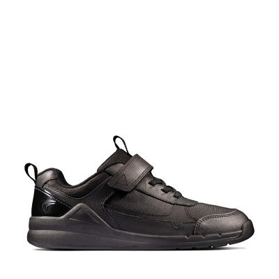 black leather school trainers