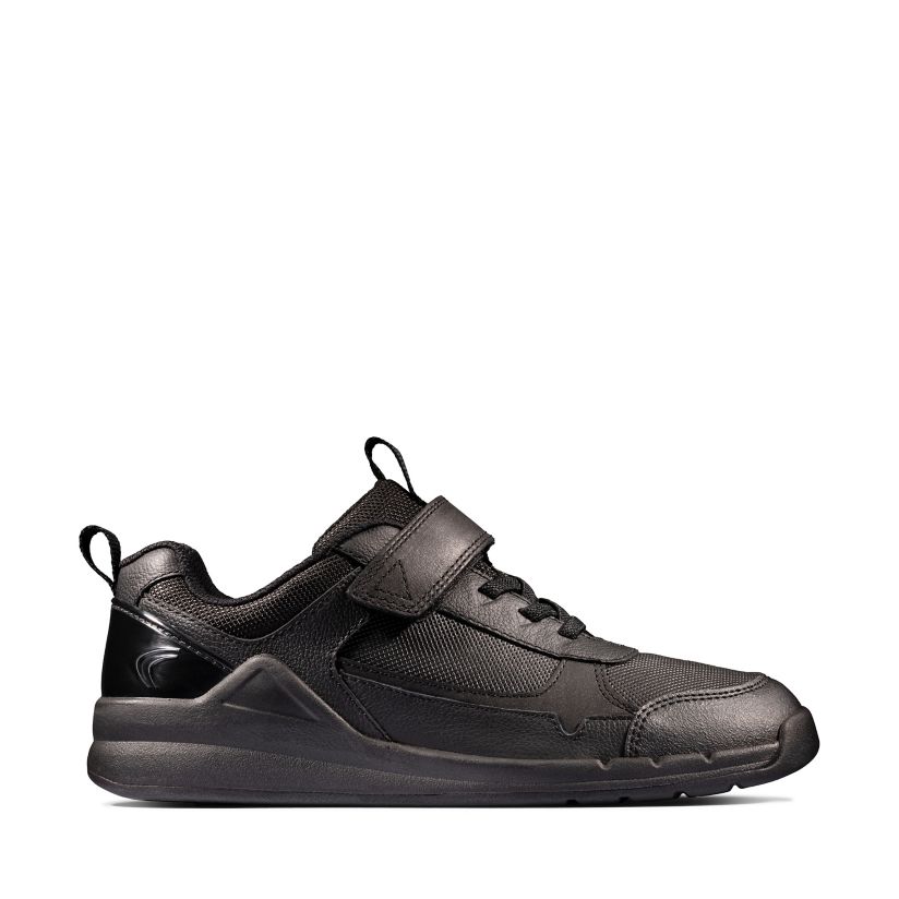 Boys Sprint Youth Black Leather Trainers | Clarks