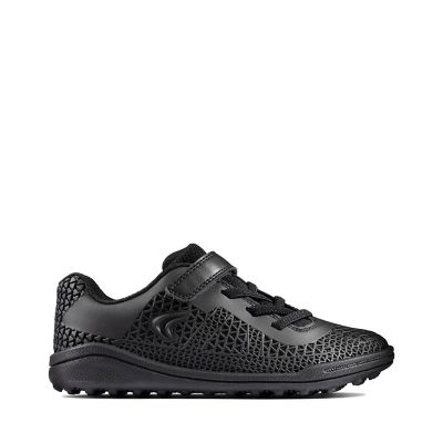 clarks boys black trainers