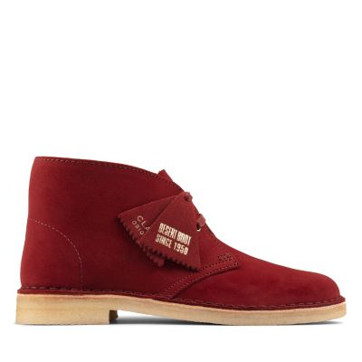 red clarks desert boot suede