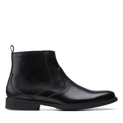 Whiddon Zip Black Leather-Mens Boots 