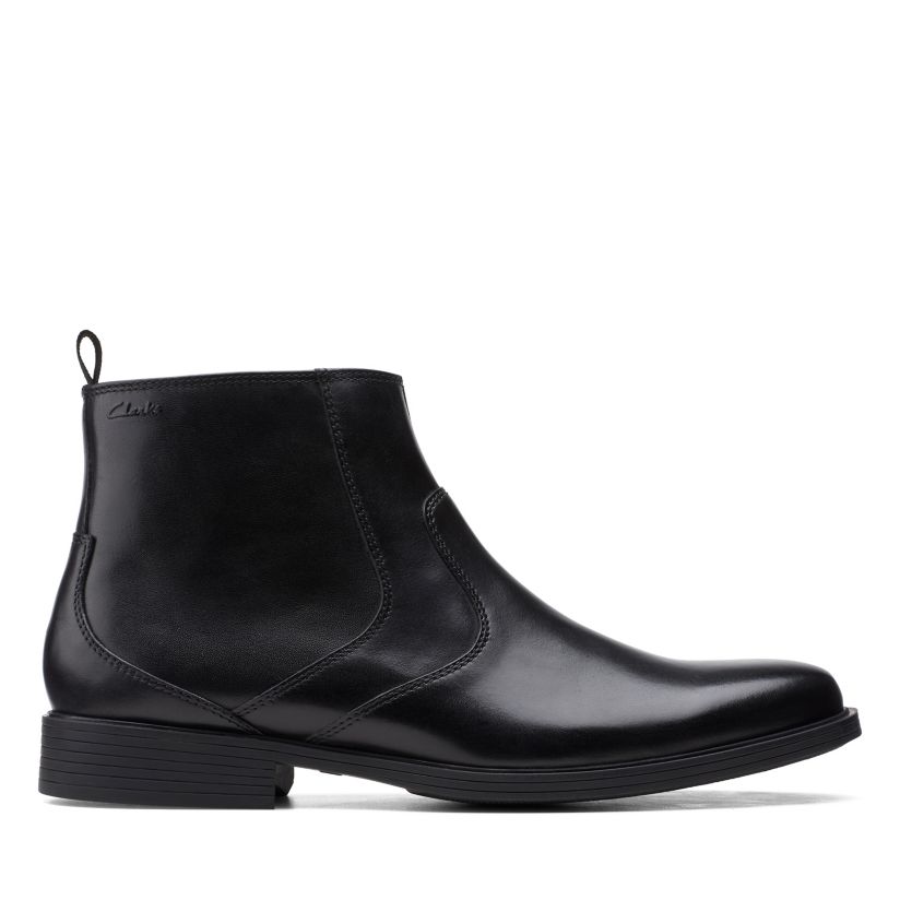 Whiddon Zip Black Leather-Mens Boots-Clarks® Shoes Site | Clarks