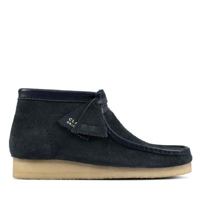 navy blue suede wallabees